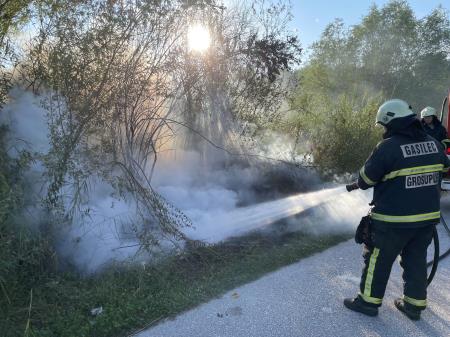 Požar pnevmatik in podrasti pri naselju Smrekec, 11.8.2024